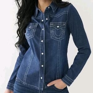 True Religion Blue Button Down Shirt